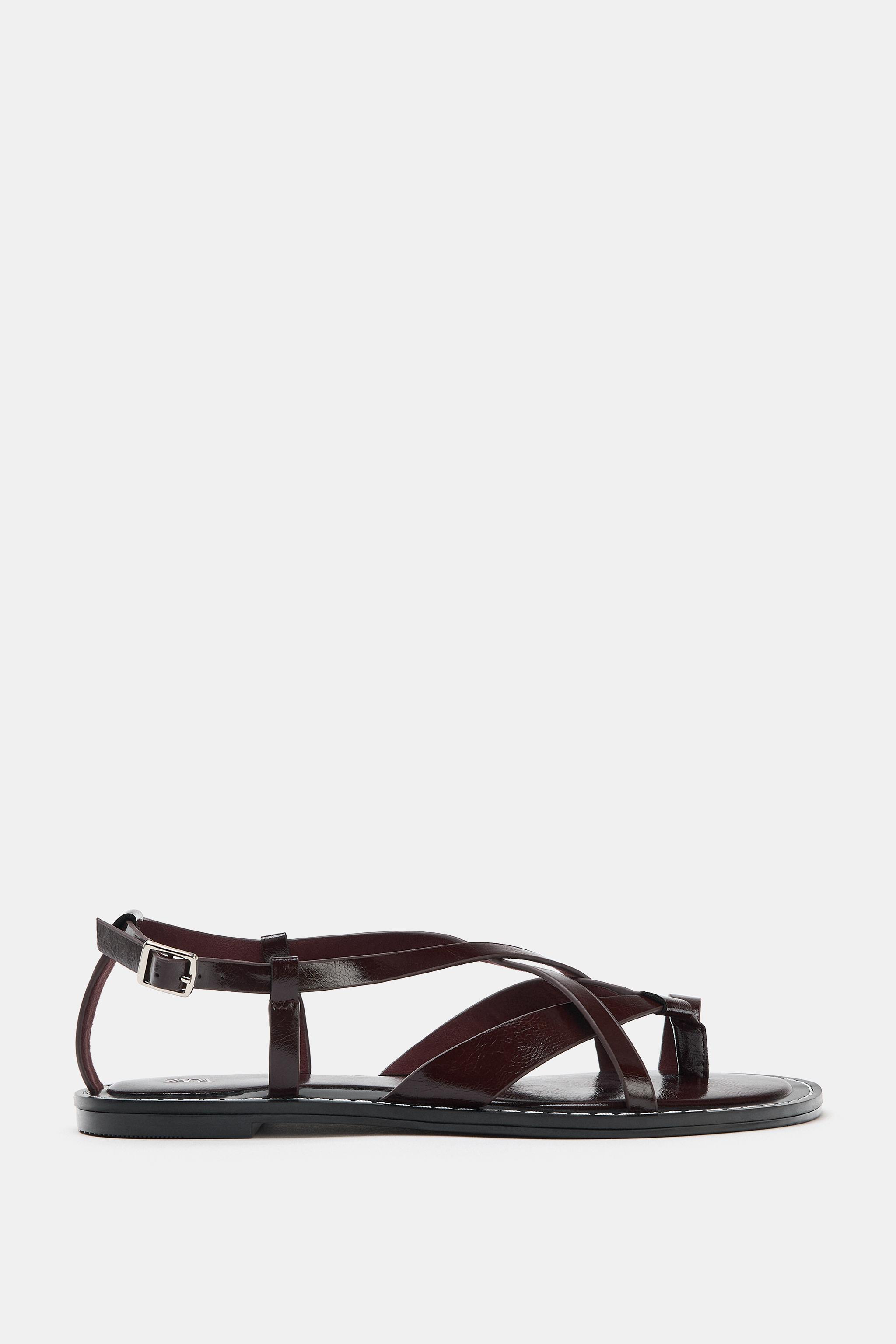 FLAT CROSSED STRAP SANDALS